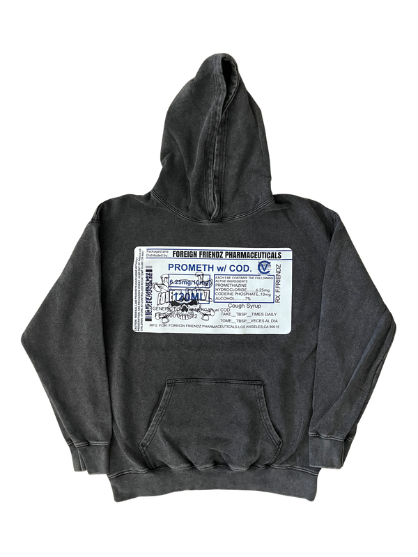 Codeine Script Hoodie (Black Mineral Wash)