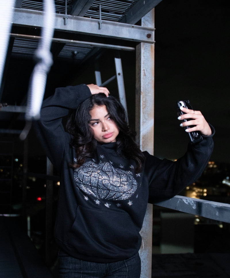 Rhinestone Globe Hoodie